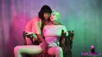 Seductive babes Jenna Foxx and Sky Blue's Lesbian Vintage Sex Video!